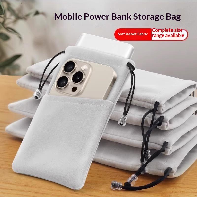 Electronics Gadgets Bag - Multifunction Flannelette Drawstring Pouch Bag, For