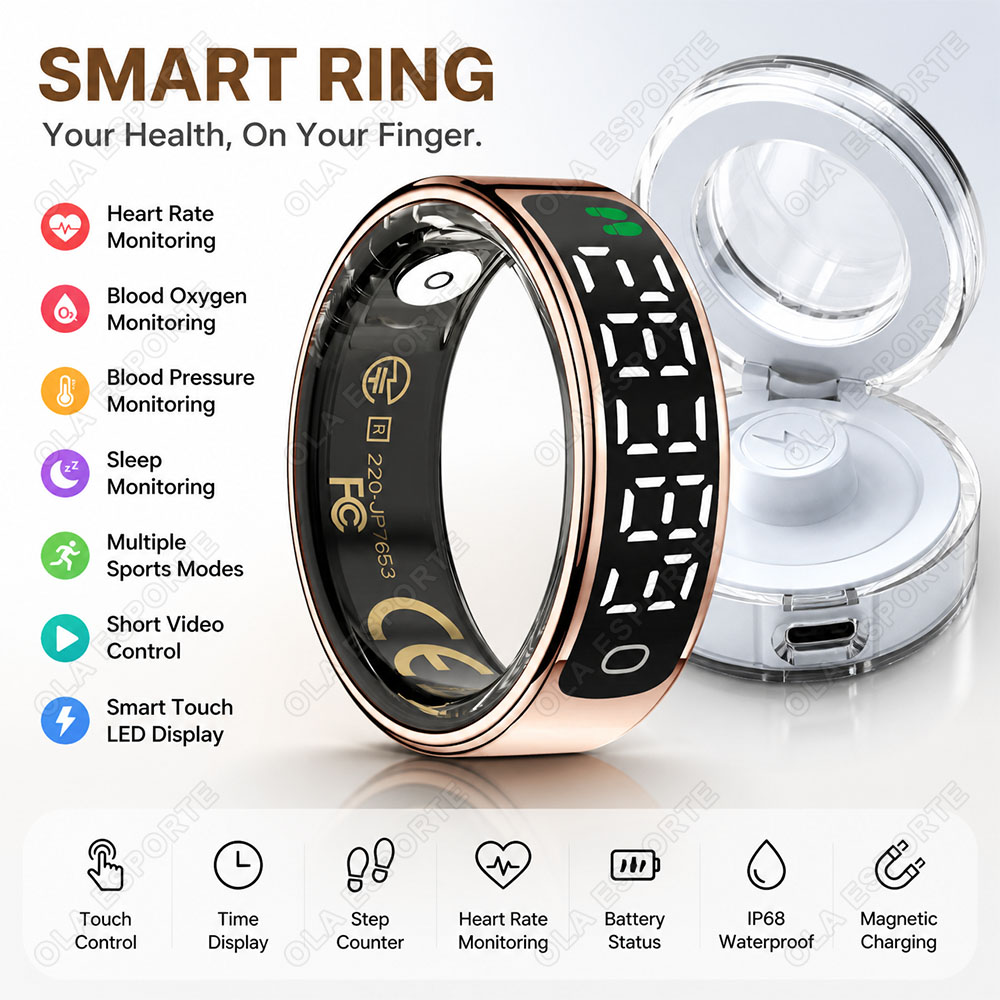 Smart Ring Health - Smart Ring with Charging Case Heart
