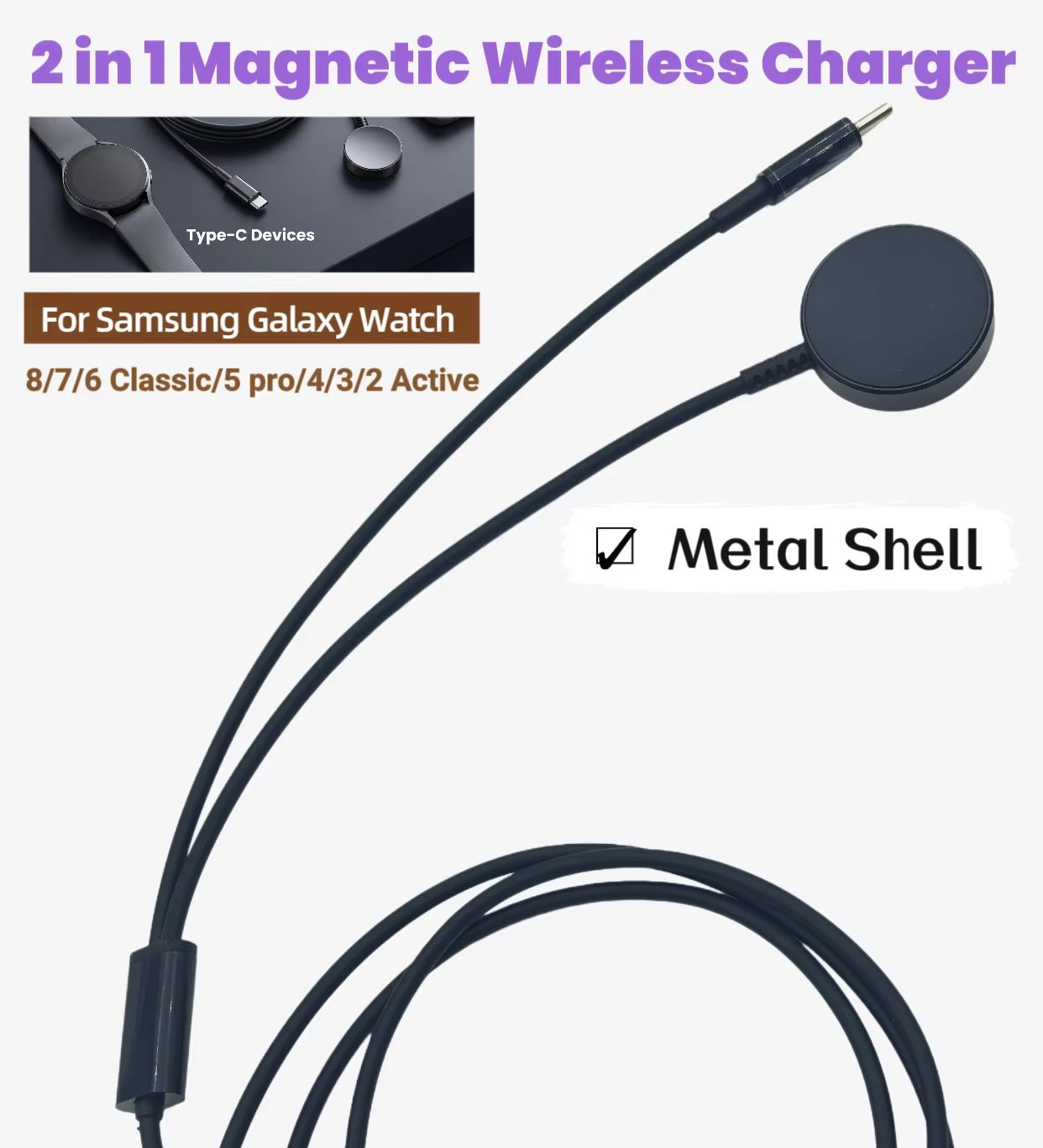 Type-C 2-in-1 Magnetic Wireles - Magnetic Charging Cable review and price